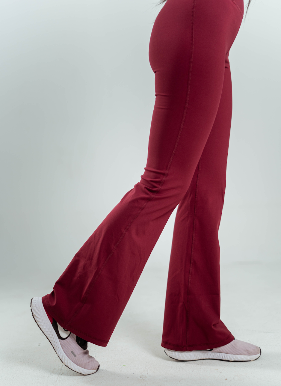 ULTRA SOFT PREMIUM FLARED PANTS - Merlot Red - FIT TRIBE