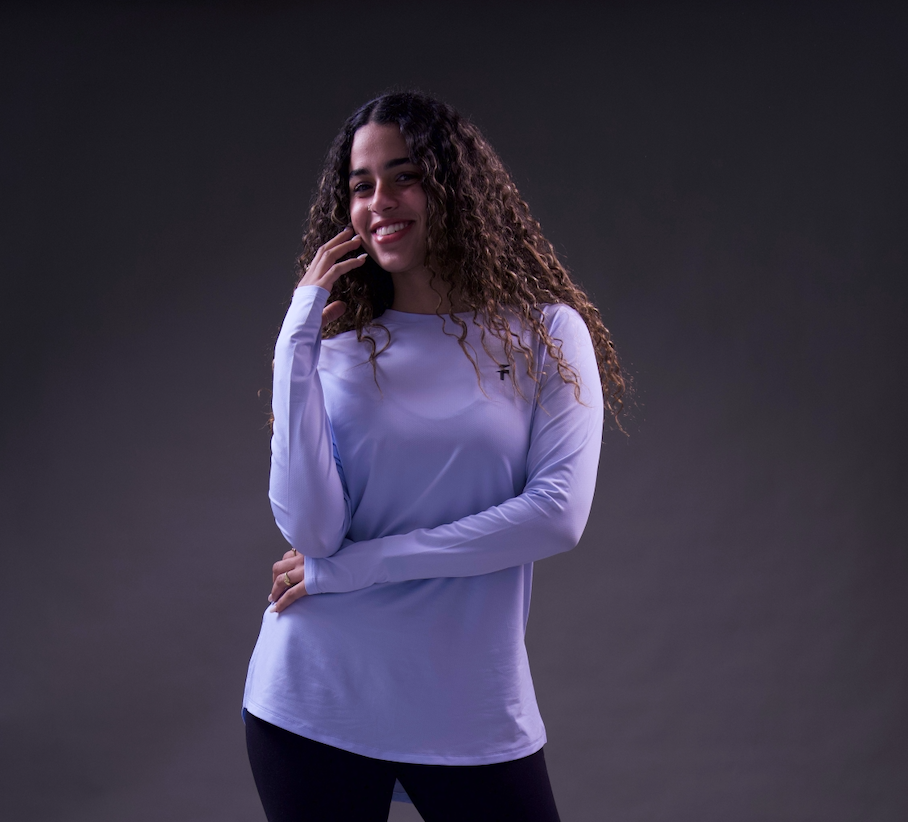 PERFORMANCE EXTENDED LONG SLEEVE TOP - Ice Blue - FIT TRIBE