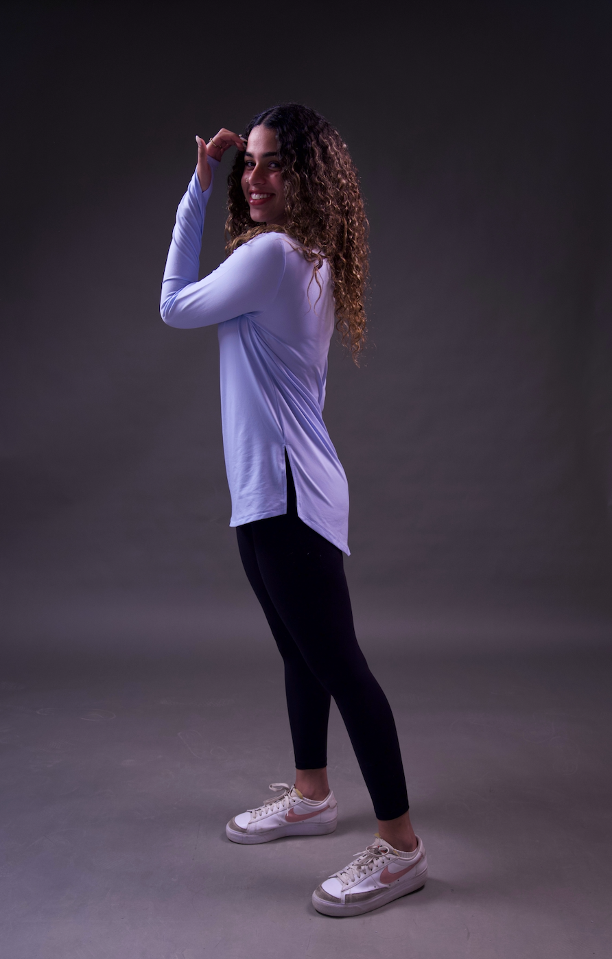 PERFORMANCE EXTENDED LONG SLEEVE TOP - Ice Blue - FIT TRIBE