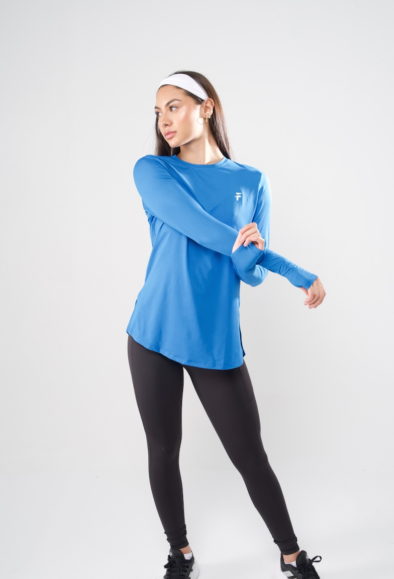 PERFORMANCE EXTENDED LONG SLEEVE TOP - Blue