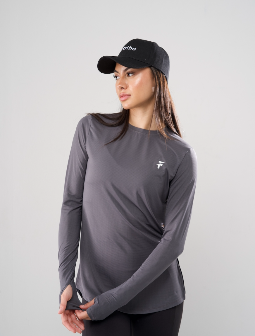 PERFORMANCE EXTENDED LONG SLEEVE TOP - Midnight Grey