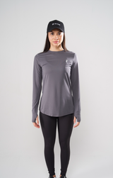 PERFORMANCE EXTENDED LONG SLEEVE TOP - Midnight Grey - FIT TRIBE