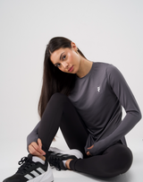 PERFORMANCE EXTENDED LONG SLEEVE TOP - Midnight Grey - FIT TRIBE