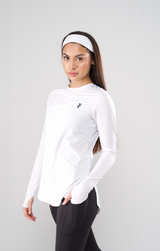 PERFORMANCE EXTENDED LONG SLEEVE TOP - White - FIT TRIBE