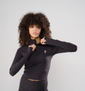 ULTRA SOFT ESSENTIAL ZIP-UP BODY FIT TOP - Black