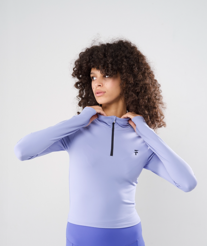 Ultra Comfort Essential Zip-Up Body Fit Top - Lilac Cloud