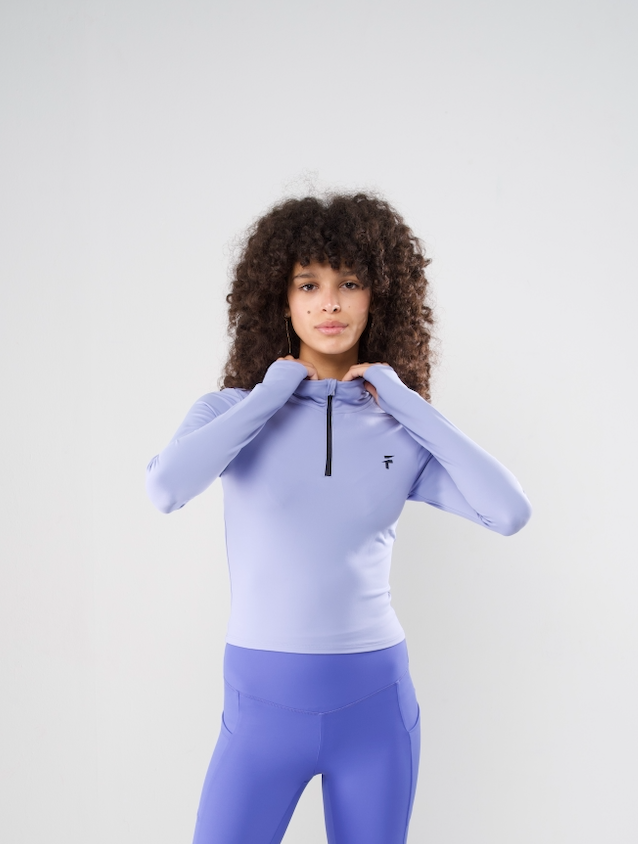 ULTRA SOFT ESSENTIAL ZIP-UP BODY FIT TOP - Lilac Cloud - FIT TRIBE
