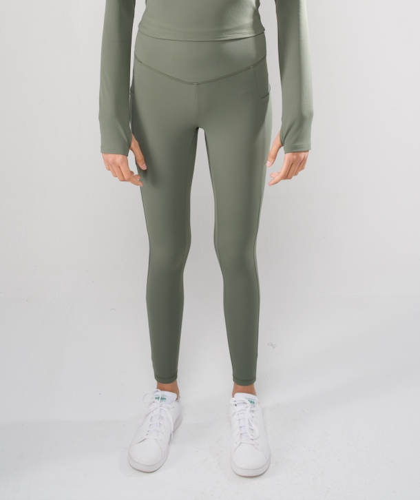 ULTRA SOFT ESSENTIAL POCKETED LEGGINGS - Army Green - FIT TRIBE