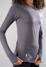 PERFORMANCE LONG SLEEVE TOP - Midnight Grey - FIT TRIBE