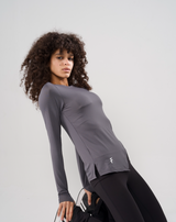 PERFORMANCE LONG SLEEVE TOP - Midnight Grey - FIT TRIBE