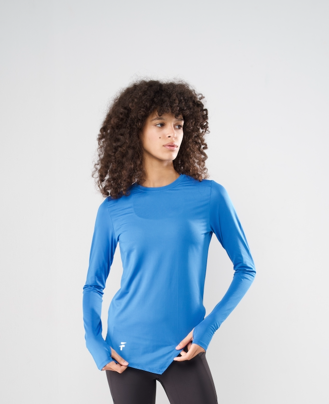 ESSENTIAL LONG SLEEVE TOP - Blue - FIT TRIBE