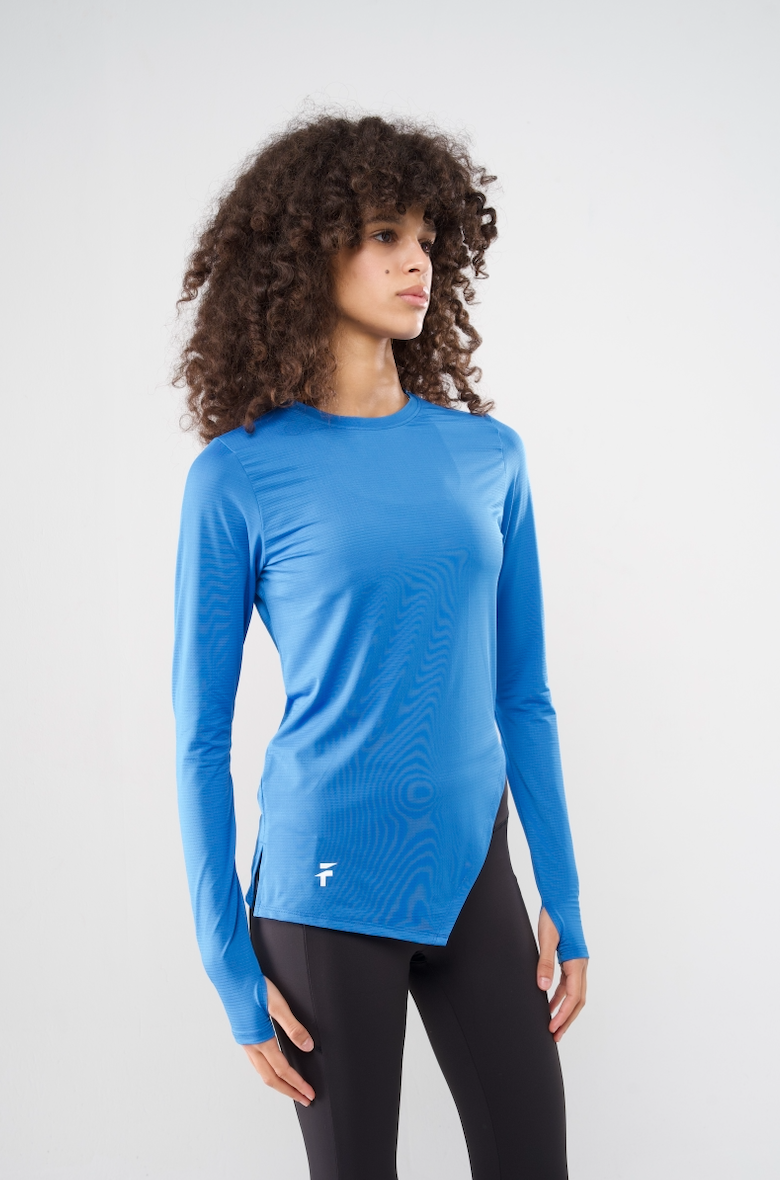 ESSENTIAL LONG SLEEVE TOP - Blue - FIT TRIBE