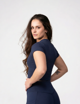 ULTRA SOFT ESSENTIAL CROP TOP - Navy - FIT TRIBE