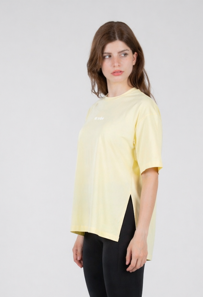Cloud Cotton Oversized Slit Top - Butter Yellow
