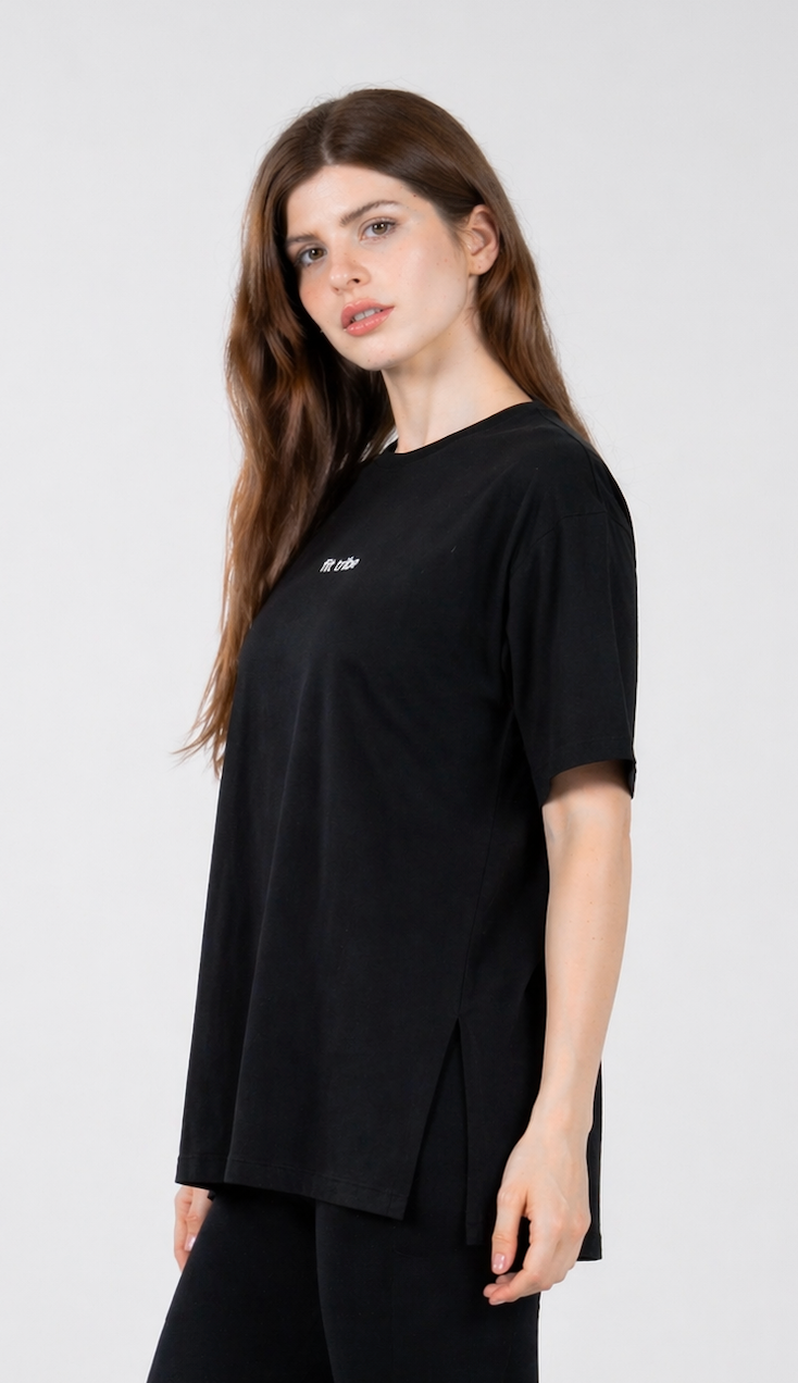 CLOUD COTTON OVERSIZED T-SHIRT – Black - FIT TRIBE