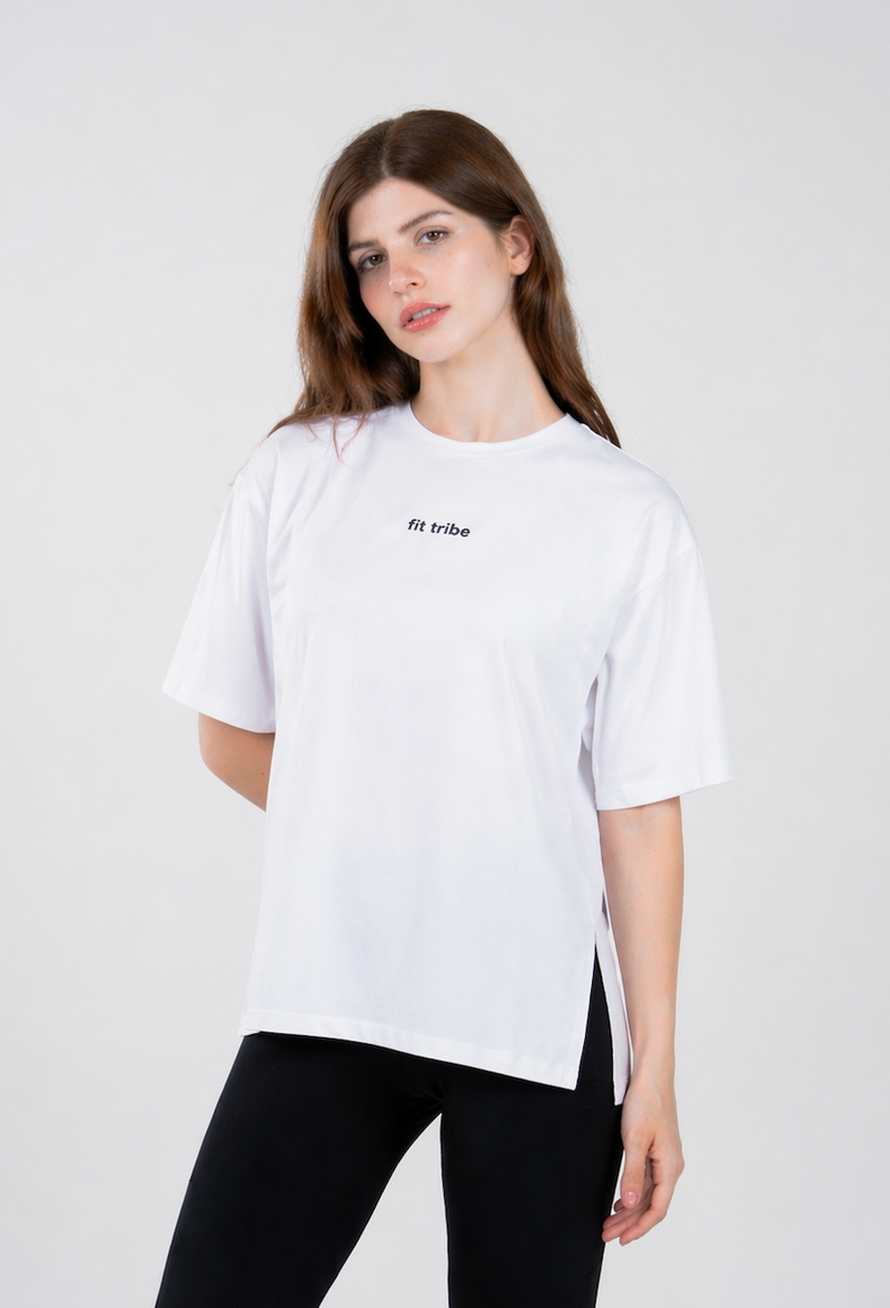 Cloud Cotton Oversized Slit Top - White