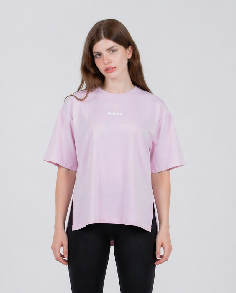 Cloud Cotton Oversized Slit Top - Baby Pink