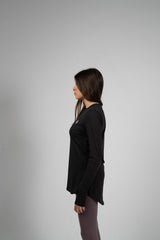 PERFORMANCE EXTENDED LONG SLEEVE TOP - Black - FIT TRIBE