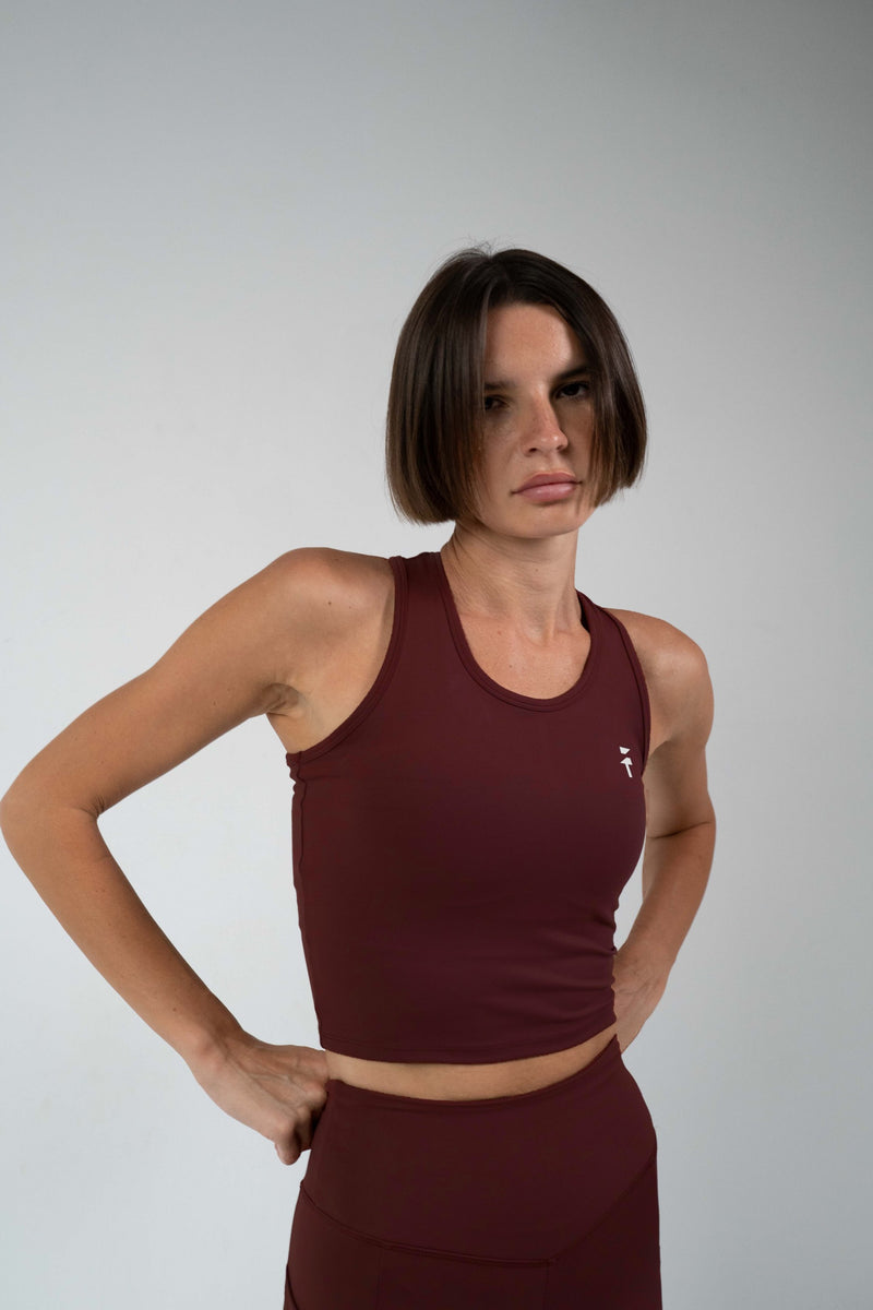 Ultra Soft Essential Crop Tank - Deep Burgundy
