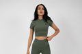 ULTRA SOFT ESSENTIAL CROP TOP - Army Green