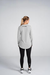ESSENTIAL EXTENDED LONG SLEEVE TOP  - Light Grey - FIT TRIBE