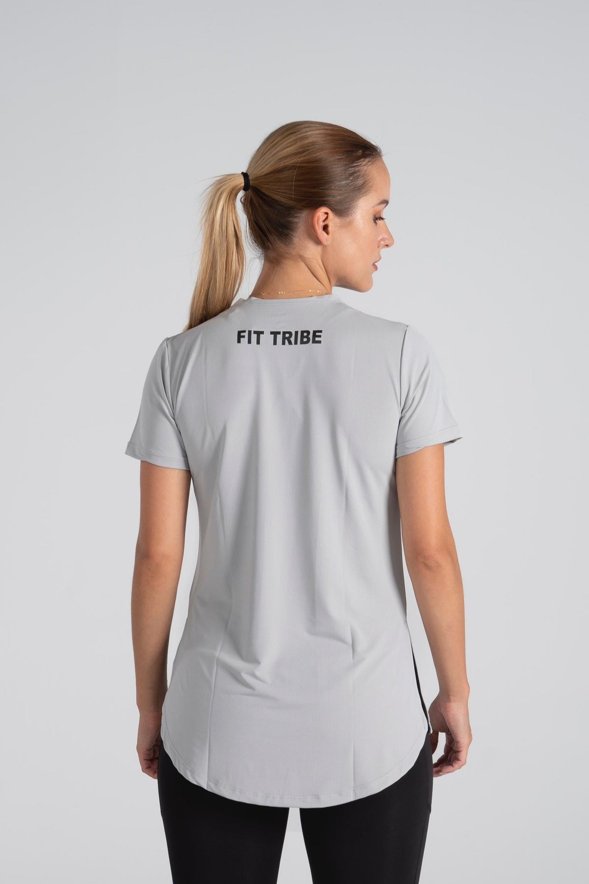 ESSENTIAL EXTENDED SHORT SLEEVE TOP  - Light Grey - FIT TRIBE