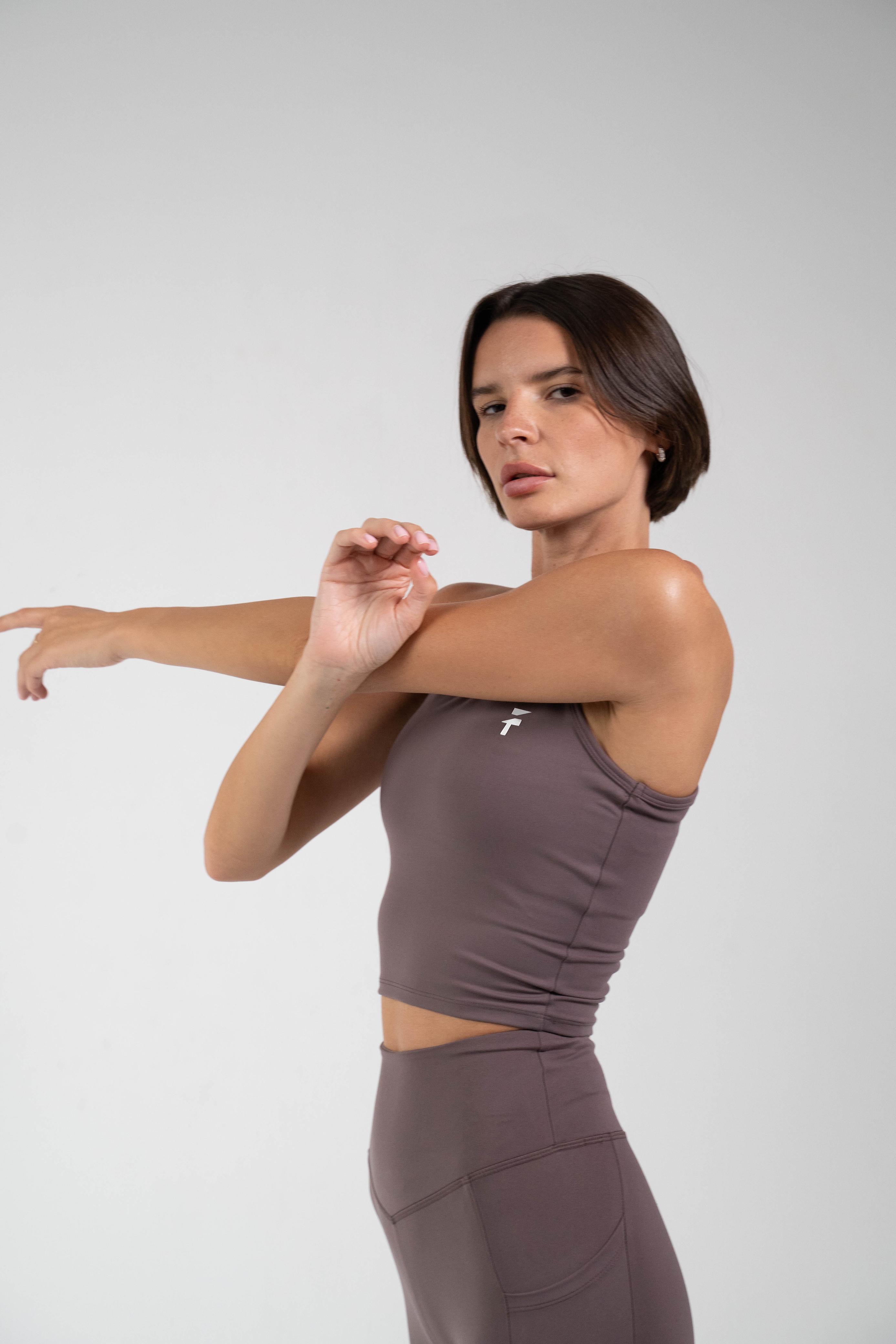 ULTRA SOFT ESSENTIAL SLEEVELESS CROP TOP - Purple Haze - FIT TRIBE