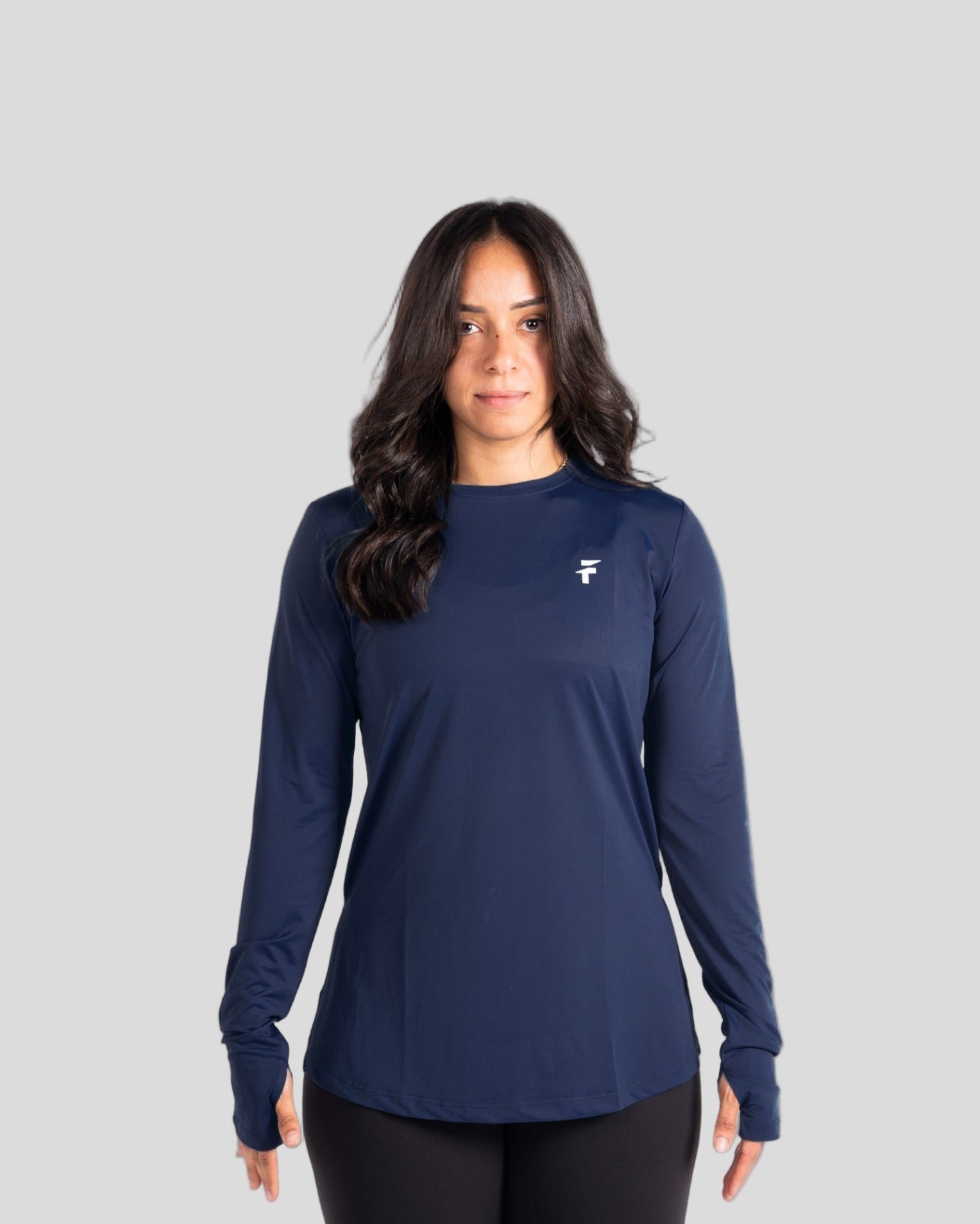 PERFORMANCE EXTENDED LONG SLEEVE TOP  - Navy Blue - FIT TRIBE