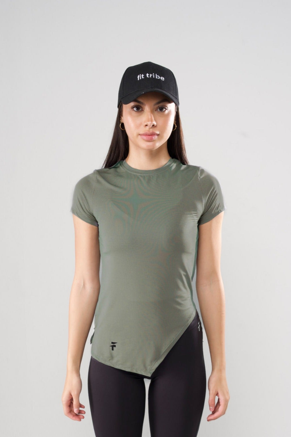 ESSENTIAL SHORT SLEEVE TOP  - Olive Green - FIT TRIBE