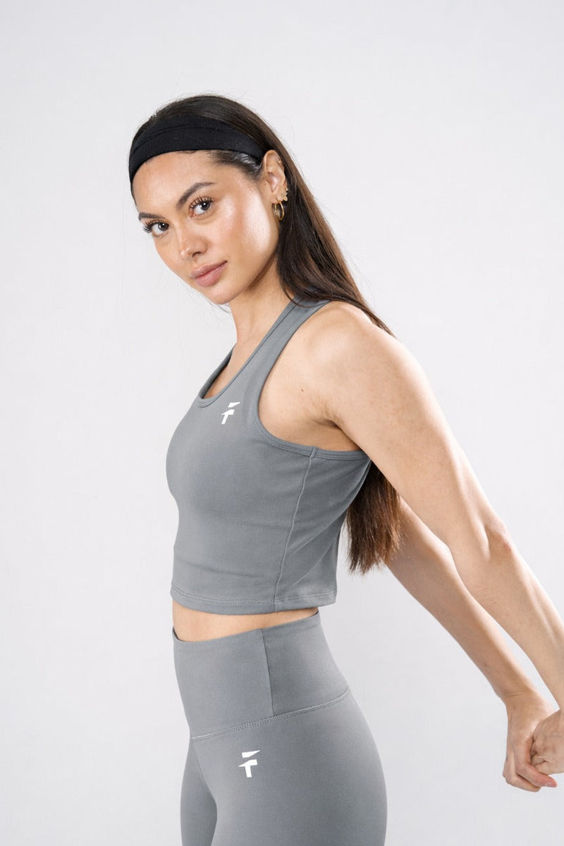 Ultra Soft Essential Crop Tank - Stone Grey