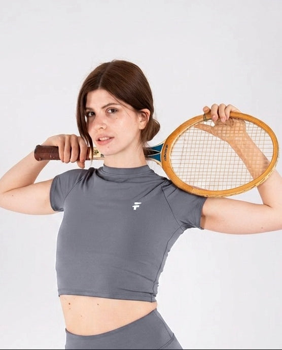 Ultra Soft Apex Crop Top - Graphite