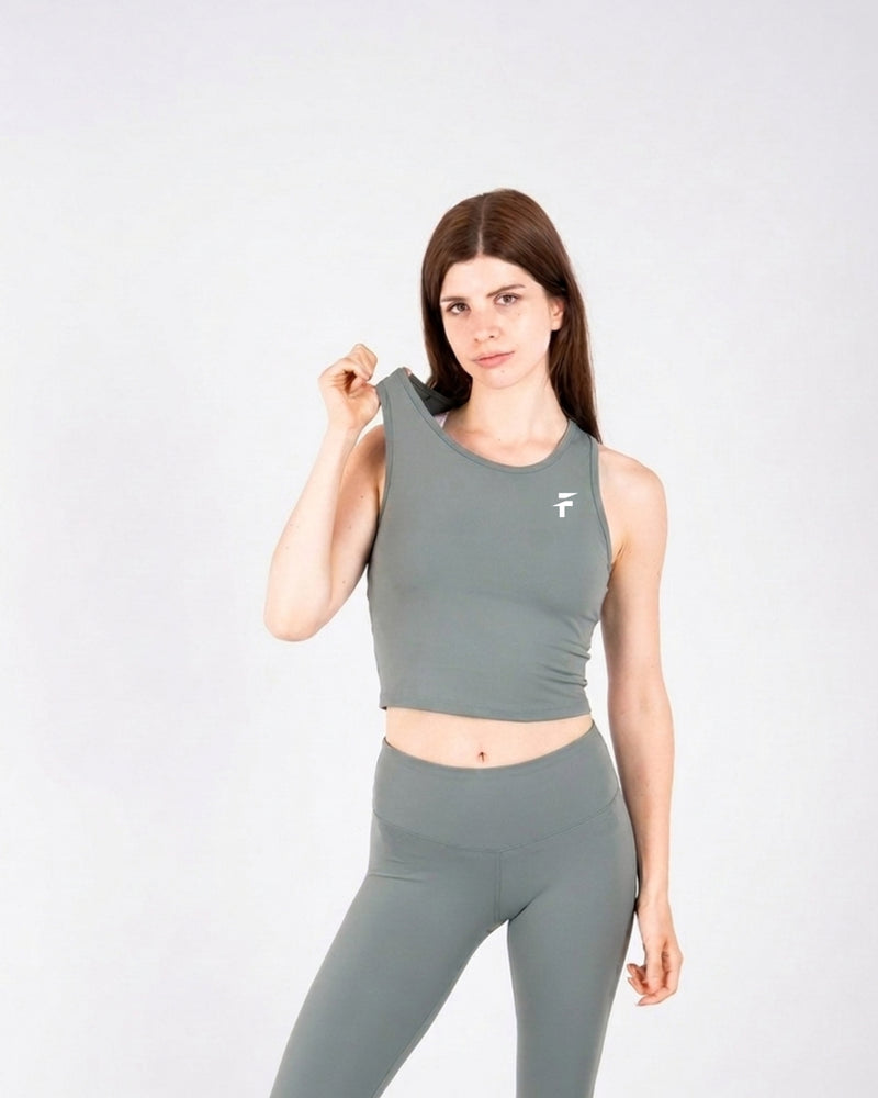Ultra Soft Apex Crop Tank - Olive Green