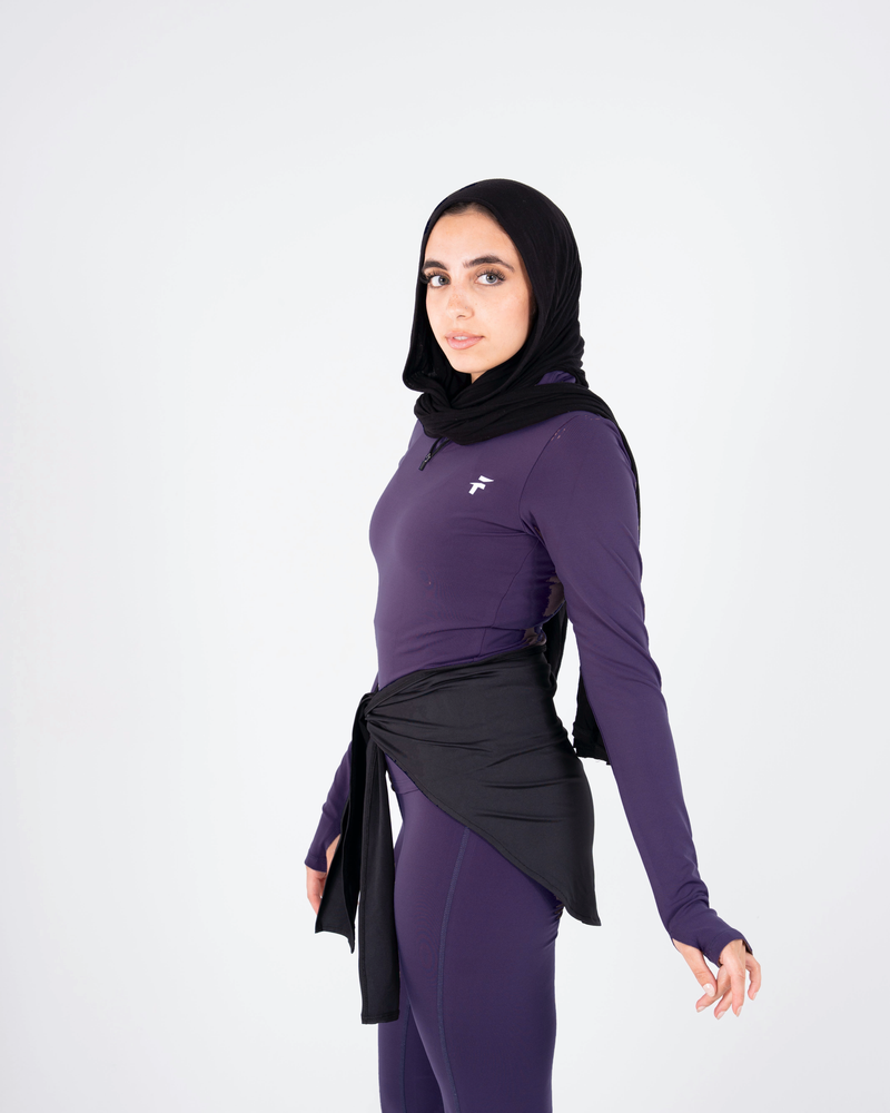 Ultra Soft Essential Zip-Up Body Fit Top - Dark Berry