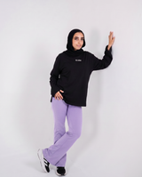 Cloud Cotton Long Sleeve Oversized Slit Top - Black - FIT TRIBE