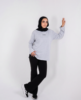 Cloud Cotton Long Sleeve Oversized Slit Top - Heather Grey - FIT TRIBE