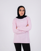 Cloud Cotton Long Sleeve Oversized Slit Top - Baby Pink - FIT TRIBE