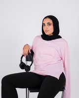 Cloud Cotton Long Sleeve Oversized Slit Top - Baby Pink - FIT TRIBE