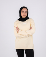 Cloud Cotton Long Sleeve Oversized Slit Top - Butter Yellow - FIT TRIBE