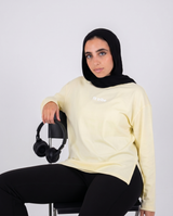 Cloud Cotton Long Sleeve Oversized Slit Top - Butter Yellow - FIT TRIBE