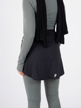 Performance Hip Cover Black - Long version, rear view showing extended hem