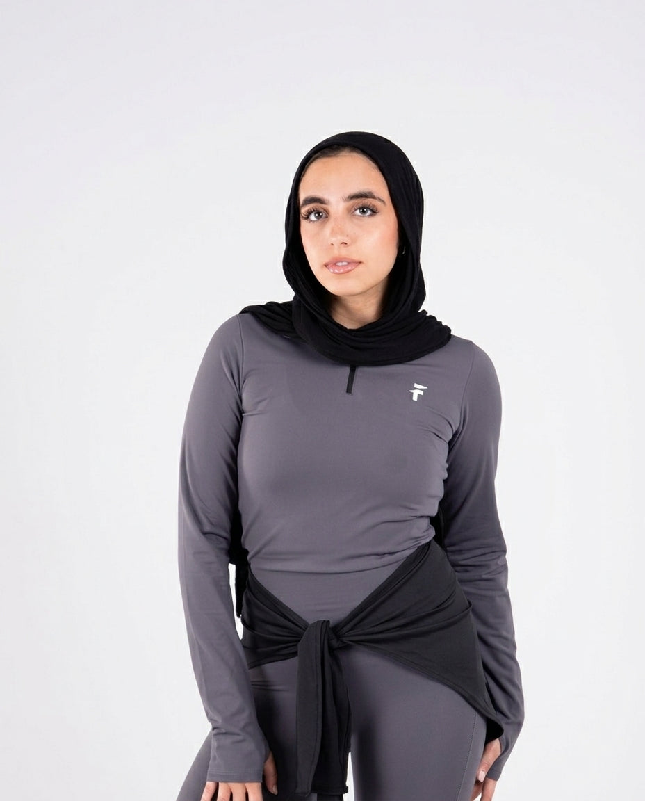 Apex Zip-Up Body Fit Top - Graphite - 1