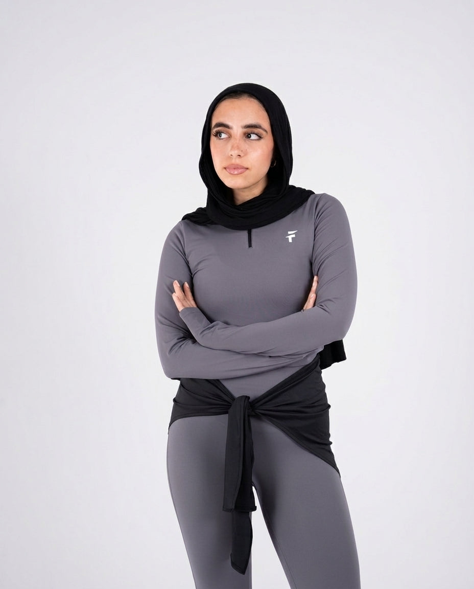 Apex Zip-Up Body Fit Top - Graphite - 4