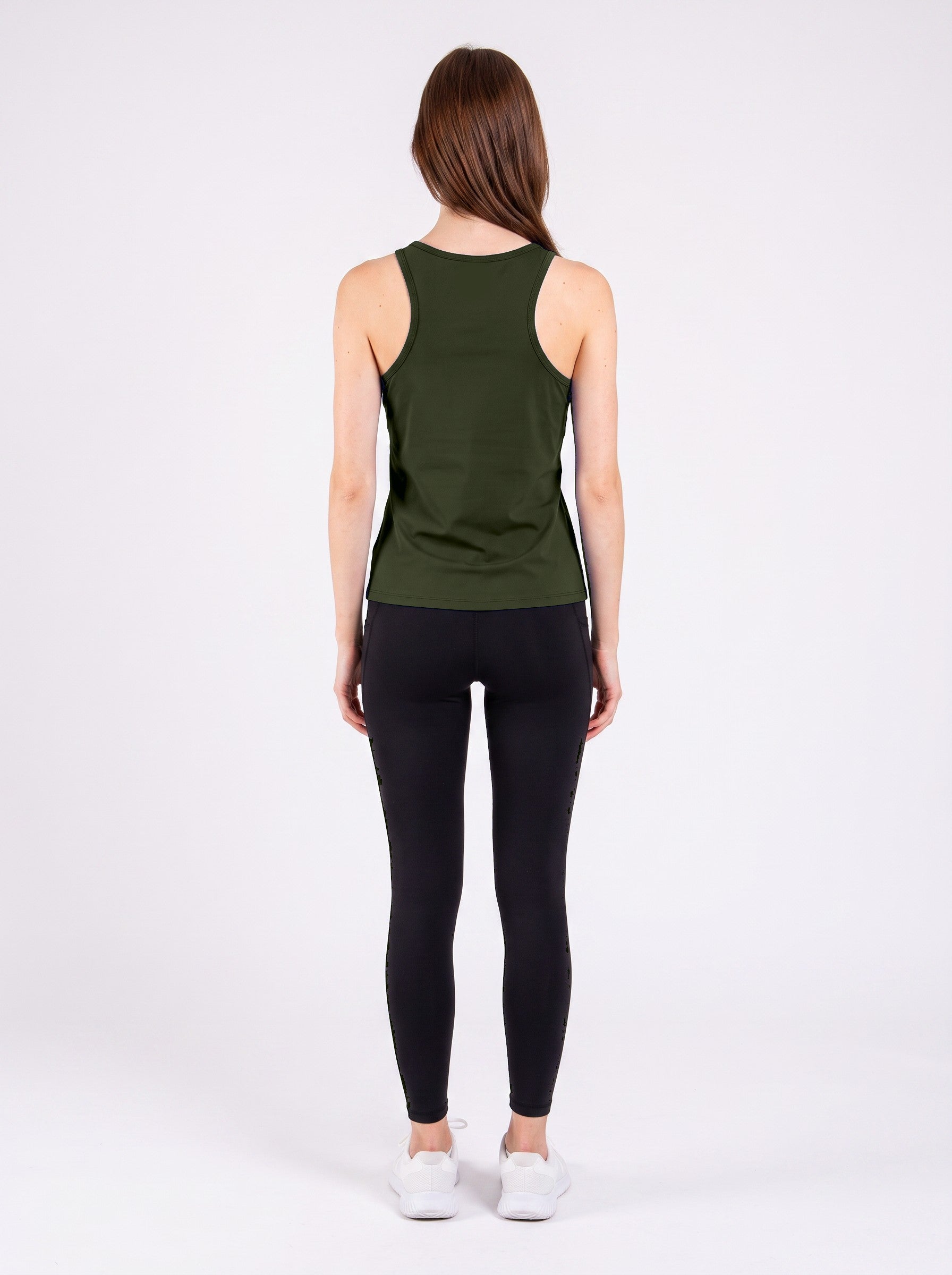 Signature Weave Tank - Deep Olive - Back
