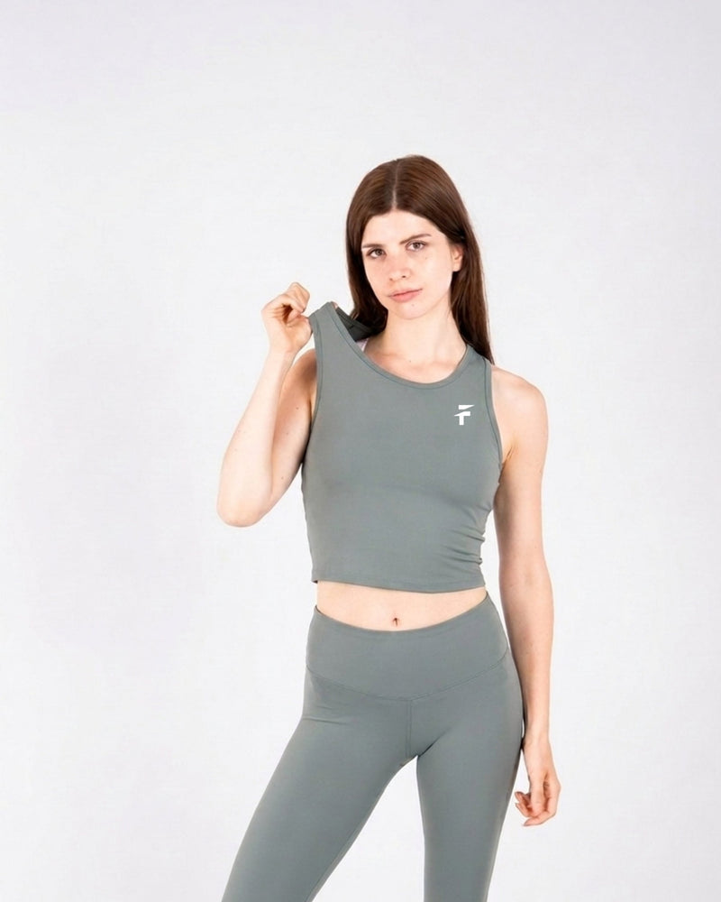 Ultra Soft Apex Crop Tank - Olive Green