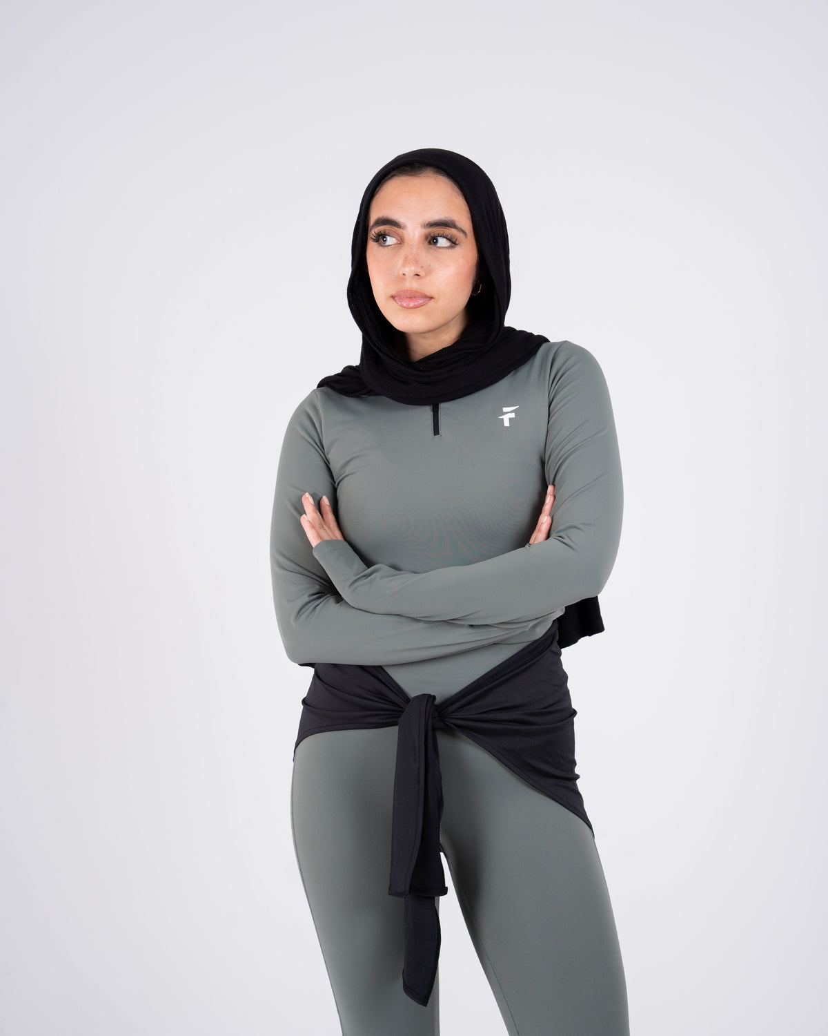 Ultra Soft Apex Zip-Up Body Fit Top - Olive Green - FIT TRIBE