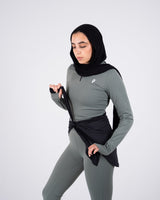 Ultra Soft Apex Zip-Up Body Fit Top - Olive Green - FIT TRIBE