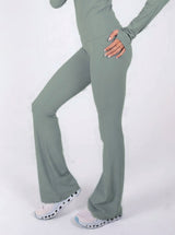 Ultra Soft Apex Flared Pants - Olive Green - FIT TRIBE