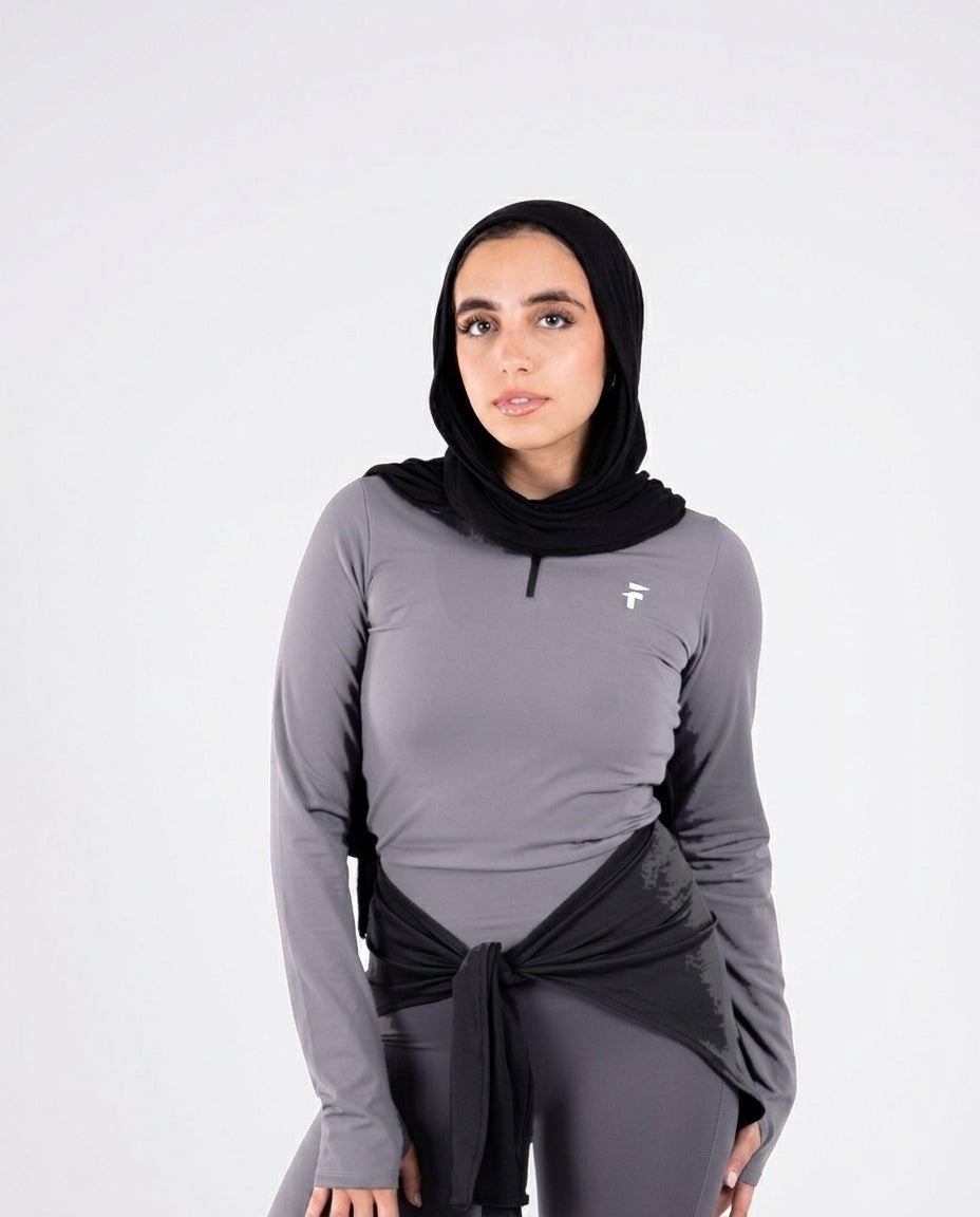 Ultra Soft Apex Zip-Up Body Fit Top - Graphite